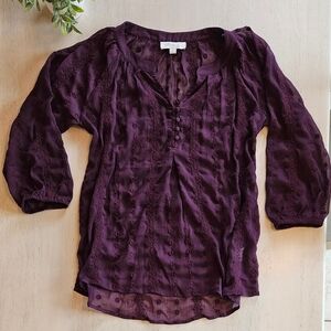 Olive & Oak Deep Purple Sheer Blouse